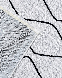 Peacack Gri Geometrik Polyester Makine Alan Halısı