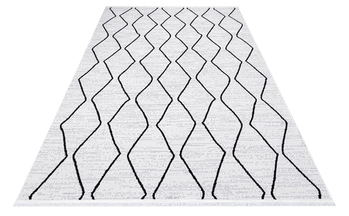 Peacack Gri Geometrik Polyester Makine Halısı