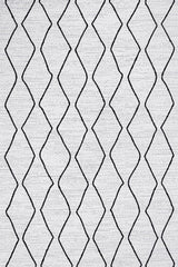 White Black Modern Geometric Living Room Rug - Cotton Digital Print
