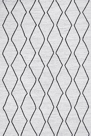 Beyaz Gri Baklava Geometrik Halı - Yıkanabilir - Kaymaz Taban - Pati Dostu