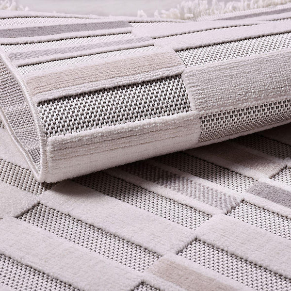 Gri Dokulu Geometrik Triko Halı - Pati Dostu - Toz Vermez