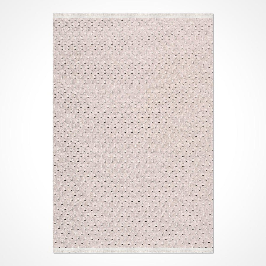 Krem Dokulu Minimalist Triko Halı - Pati Dostu - Toz Vermez