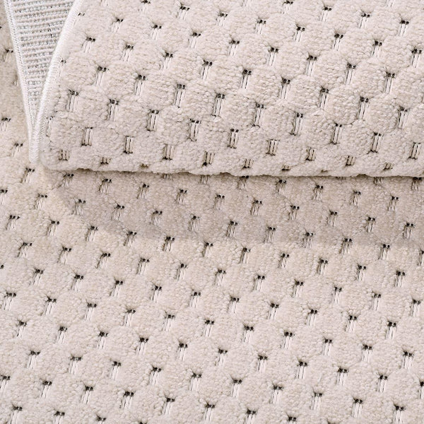 Krem Dokulu Minimalist Triko Halı - Pati Dostu - Toz Vermez
