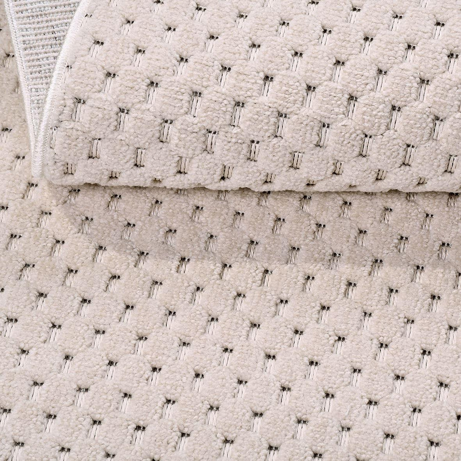 Modern Cream and Grey Geometric Area Rug – in the hallway