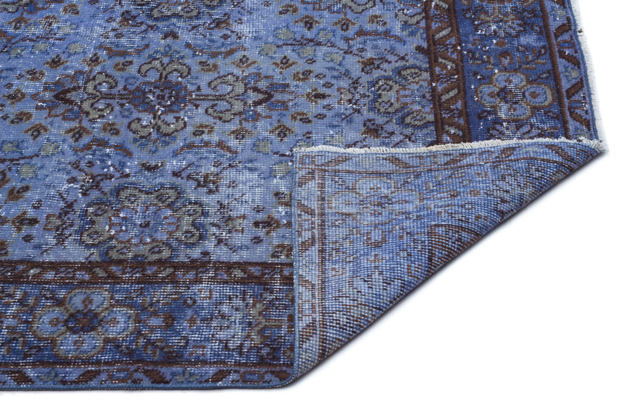 Tirena Mavi ve Kahverengi Çiçek Desenli El Dokuma Halı 160x265 cm – detay görünümü
