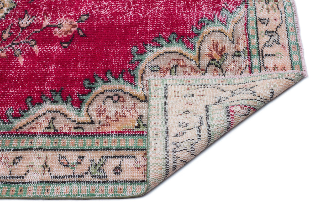 Tirena Kırmızı ve Bej Madalyon Desenli El Dokuma Halı 151x267 cm – detay görünümü