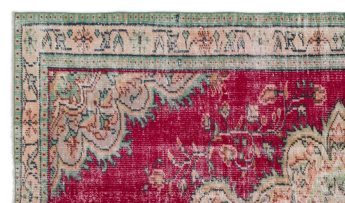 Tirena Kırmızı ve Bej Madalyon Desenli El Dokuma Halı 151x267 cm – detay görünümü