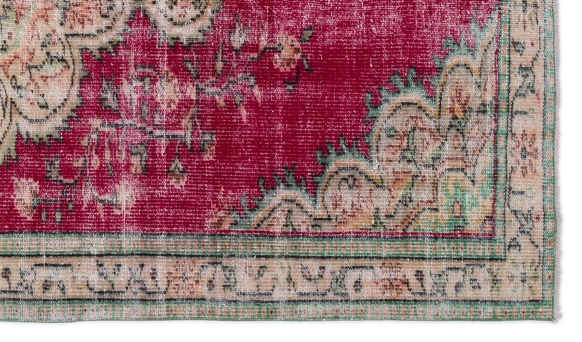 Tirena Kırmızı ve Bej Madalyon Desenli El Dokuma Halı 151x267 cm – detay görünümü
