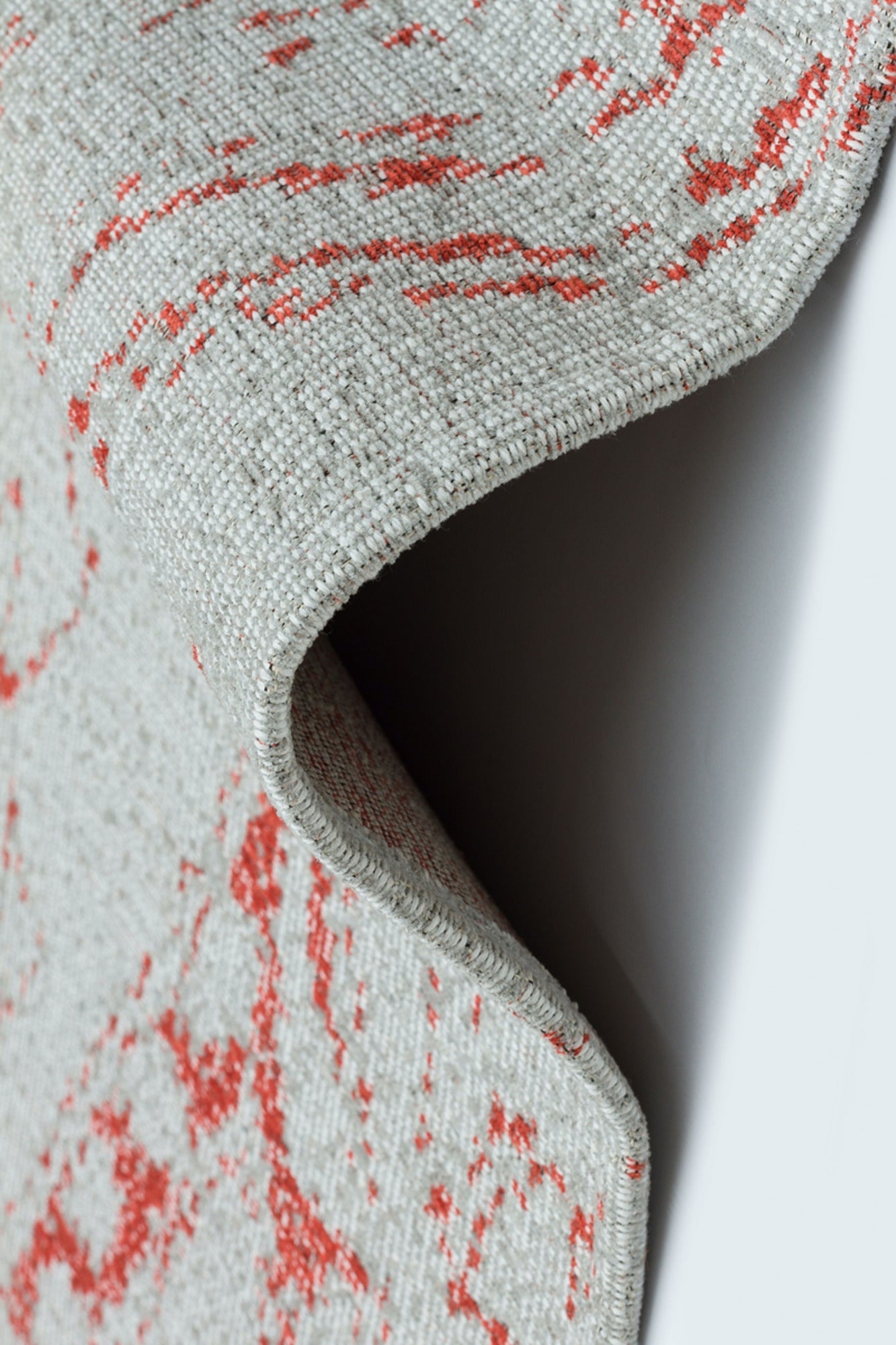 Ekru Kırmızı Abstract Baklava Desenli Halı - Toz Vermez