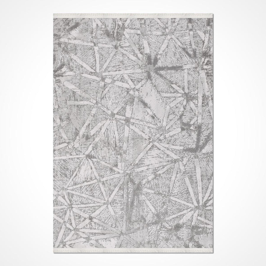 Gri Dokulu Kabartmalı Triko Halı - Pati Dostu - Toz Vermez