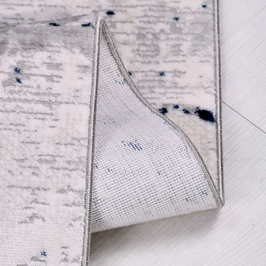 White and Navy Blue Abstract Area Rug – alternate angle