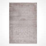 Beige Light Grey Classic Living Room Rug - Polyester Machine Woven