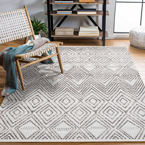 Pappy Krem Geometrik Polyester Makine Halısı