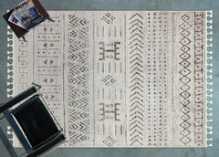 Kahve Etnik Modern Etnik Desenli Halı  | Makinada Yıkanabilir | Hav Toz Vermez | Leke Tutmayan | Kaymaz Taban | Dijital Makine Baskı | Salon Yolluk Mutfak Halısı