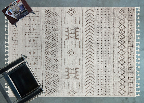 Kahve Etnik Modern Etnik Desenli Halı  | Makinada Yıkanabilir | Hav Toz Vermez | Leke Tutmayan | Kaymaz Taban | Dijital Makine Baskı | Salon Yolluk Mutfak Halısı