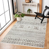 Light Gray Dark Brown Bohemian Geometric Living Room Rug - Polyester