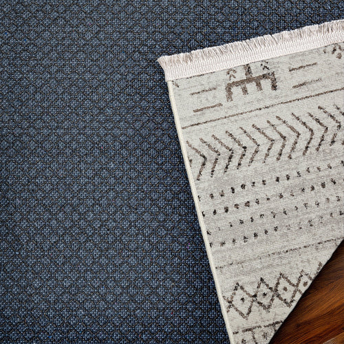 Gri Etnik Modern Etnik Desenli Halı  | Makinada Yıkanabilir | Hav Toz Vermez | Leke Tutmayan | Kaymaz Taban | Dijital Makine Baskı | Salon Yolluk Mutfak Halısı