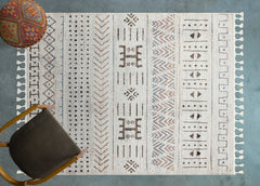 Gri Etnik Modern Etnik Desenli Halı  | Makinada Yıkanabilir | Hav Toz Vermez | Leke Tutmayan | Kaymaz Taban | Dijital Makine Baskı | Salon Yolluk Mutfak Halısı