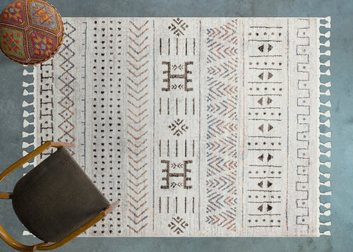 Gri Etnik Modern Etnik Desenli Halı  | Makinada Yıkanabilir | Hav Toz Vermez | Leke Tutmayan | Kaymaz Taban | Dijital Makine Baskı | Salon Yolluk Mutfak Halısı