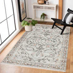 Gri Etnik Modern Etnik Desenli Halı  | Makinada Yıkanabilir | Hav Toz Vermez | Leke Tutmayan | Kaymaz Taban | Dijital Makine Baskı | Salon Yolluk Mutfak Halısı