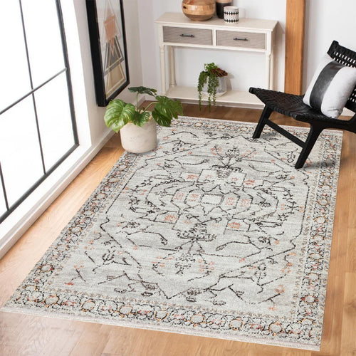 Gri Etnik Modern Etnik Desenli Halı  | Makinada Yıkanabilir | Hav Toz Vermez | Leke Tutmayan | Kaymaz Taban | Dijital Makine Baskı | Salon Yolluk Mutfak Halısı