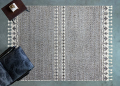 Mavi Etnik Modern Etnik Desenli Halı  | Makinada Yıkanabilir | Hav Toz Vermez | Leke Tutmayan | Kaymaz Taban | Dijital Makine Baskı | Salon Yolluk Mutfak Halısı