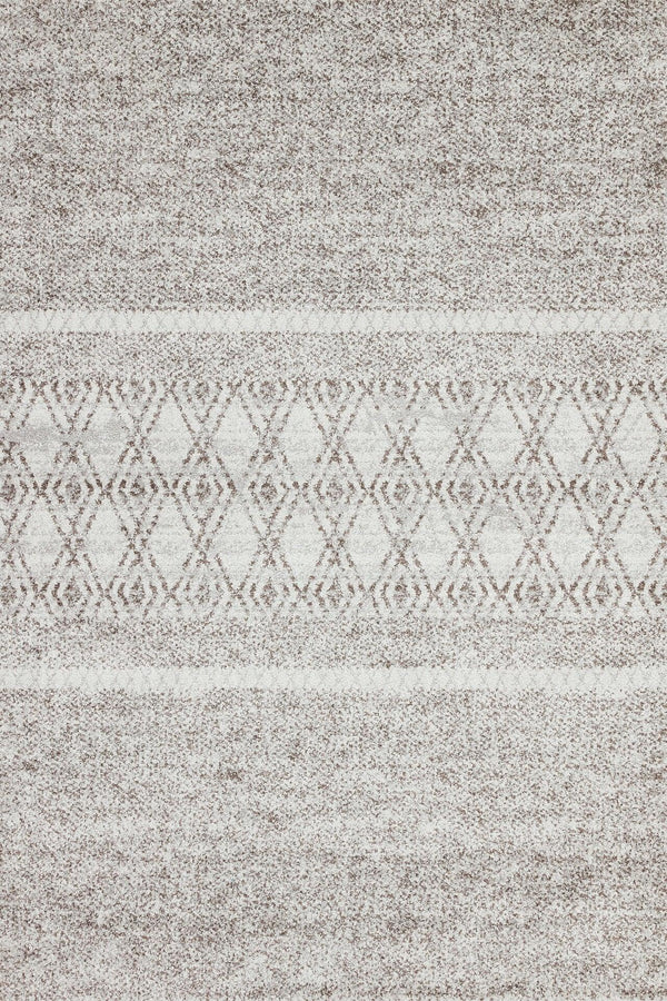 Gri Krem Etnik Modern Halı - Yıkanabilir - Kaymaz Taban - Pati Dostu