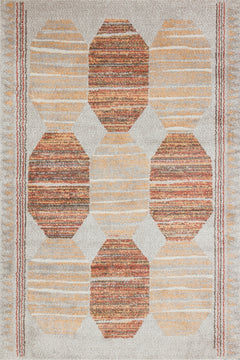 Sarı Geometrik Modern Etnik Desenli Halı  | Makinada Yıkanabilir | Hav Toz Vermez | Leke Tutmayan | Kaymaz Taban | Dijital Makine Baskı | Salon Yolluk Mutfak Halısı