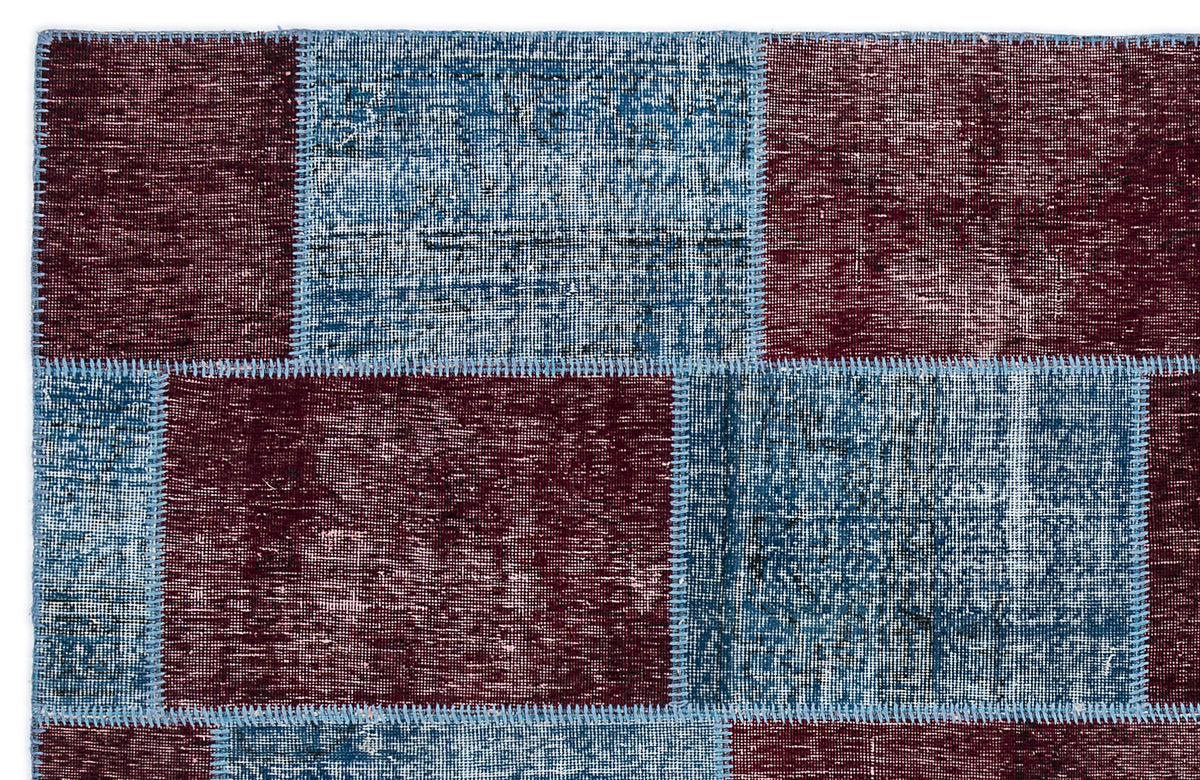 Kilva Turkuaz ve Mavi Patchwork Desenli El Dokuma Halı 160x230 cm – detay görünümü
