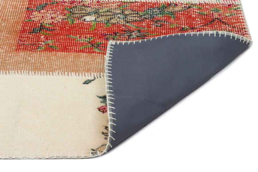 Kilva Çok Renkli ve Beyaz Patchwork Desenli El Dokuma Halı 199x303 cm – detay görünümü