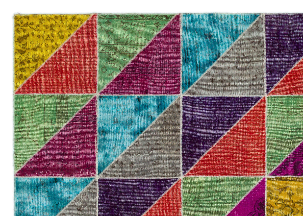 Kilva Çok Renkli ve Gri Patchwork Desenli El Dokuma Halı 203x287 cm – detay görünümü