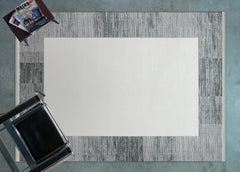 Gri Çerçeveli Modern Etnik Desenli Halı  | Makinada Yıkanabilir | Hav Toz Vermez | Leke Tutmayan | Kaymaz Taban | Dijital Makine Baskı | Salon Yolluk Mutfak Halısı