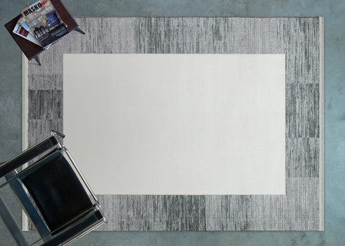 Gri Çerçeveli Modern Etnik Desenli Halı  | Makinada Yıkanabilir | Hav Toz Vermez | Leke Tutmayan | Kaymaz Taban | Dijital Makine Baskı | Salon Yolluk Mutfak Halısı