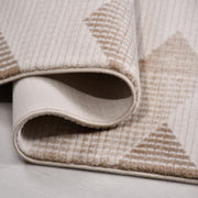 Bej Geometrik Akrilik Makine Halısı