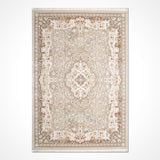 Beige Cream Classic Living Room Rug - Acrylic