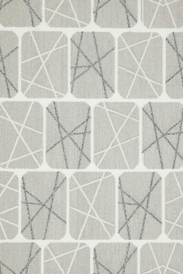 Beyaz Gri Geometrik Modern Halı - Yıkanabilir - Kaymaz Taban - Pati Dostu