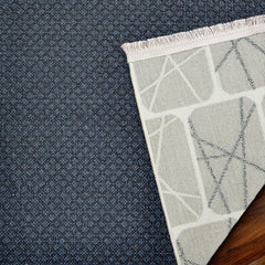 Mavi Geometrik Modern Etnik Desenli Halı  | Makinada Yıkanabilir | Hav Toz Vermez | Leke Tutmayan | Kaymaz Taban | Dijital Makine Baskı | Salon Yolluk Mutfak Halısı