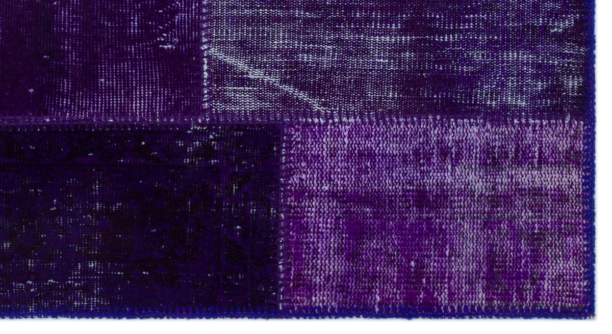 Kilva Mor ve Lacivert Patchwork Desenli El Dokuma Halı 80x150 cm – detay görünümü