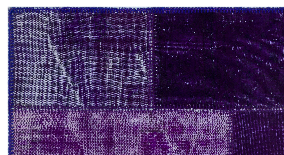 Kilva Mor ve Lacivert Patchwork Desenli El Dokuma Halı 80x150 cm – detay görünümü