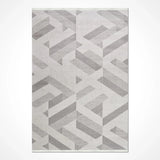 Modern Gri Salon Halısı Geometrik Desenli Akrilik