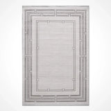 Light Gray Gray Minimalist Geometric Living Room Rug - Acrylic