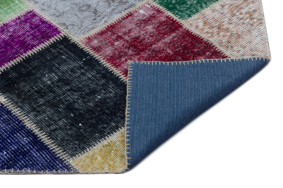 Kilva Çok Renkli ve Beyaz Patchwork Desenli El Dokuma Halı 160x230 cm – detay görünümü