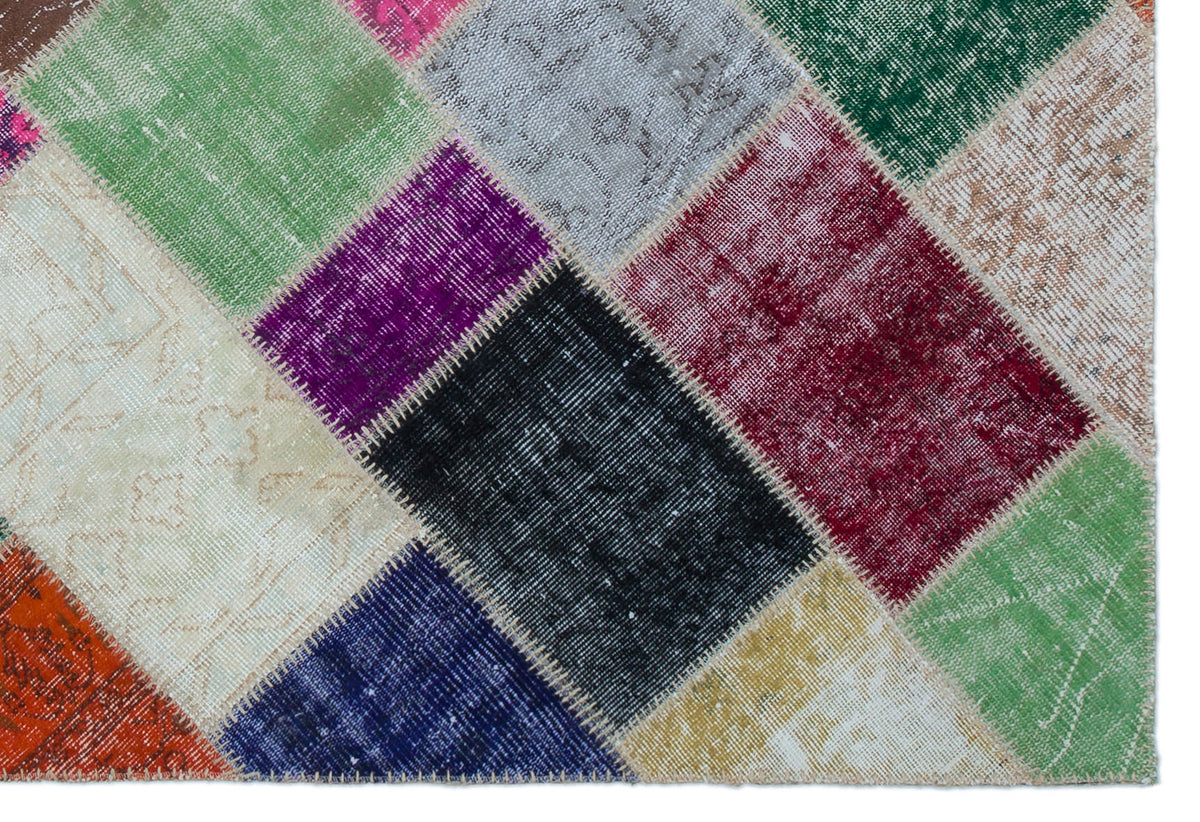 Kilva Çok Renkli ve Beyaz Patchwork Desenli El Dokuma Halı 160x230 cm – detay görünümü