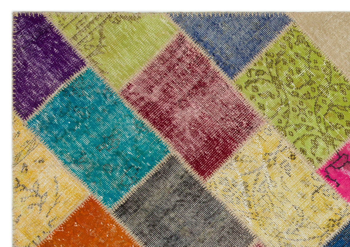Kilva Çok Renkli ve Bej Patchwork Desenli El Dokuma Halı 160x230 cm – detay görünümü