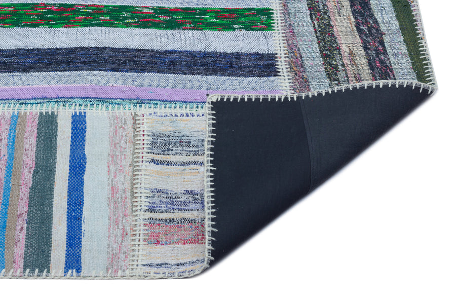 Kenove Çok Renkli ve Beyaz Çizgili El Dokuma Kilim 160x226 cm – detay görünümü