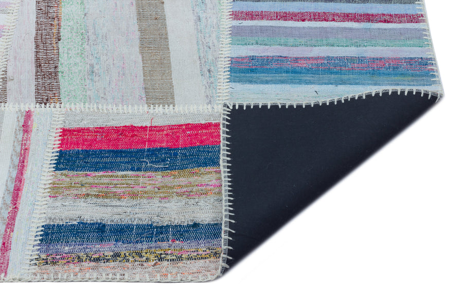 Kenove Çok Renkli ve Beyaz Çizgili El Dokuma Kilim 160x225 cm – detay görünümü