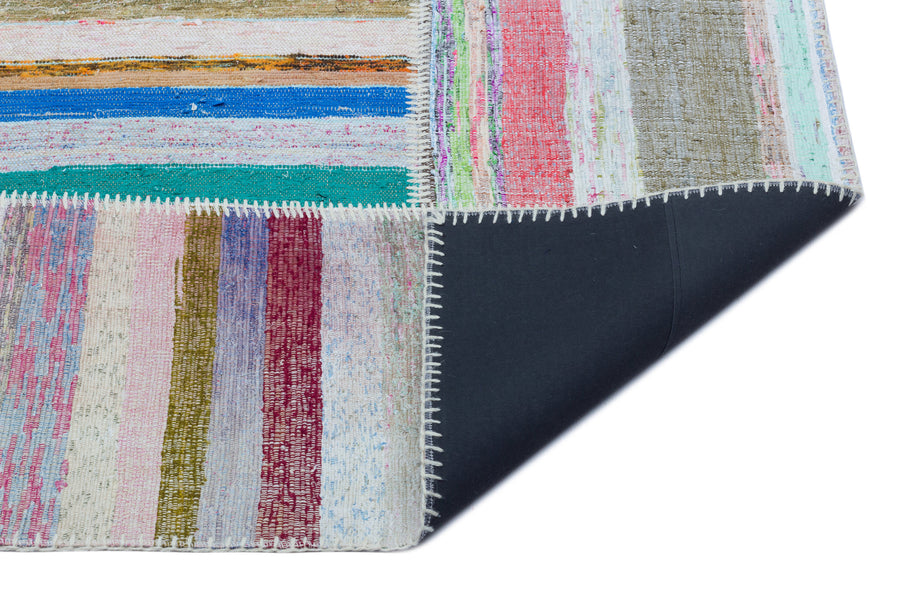 Kenove Çok Renkli ve Beyaz Çizgili El Dokuma Kilim 160x226 cm – detay görünümü