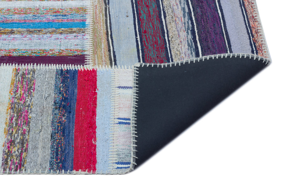 Kenove Çok Renkli ve Beyaz Çizgili El Dokuma Kilim 160x226 cm – detay görünümü
