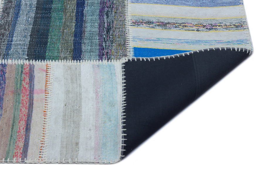 Kenove Çok Renkli ve Gri Çizgili El Dokuma Kilim 160x225 cm – detay görünümü