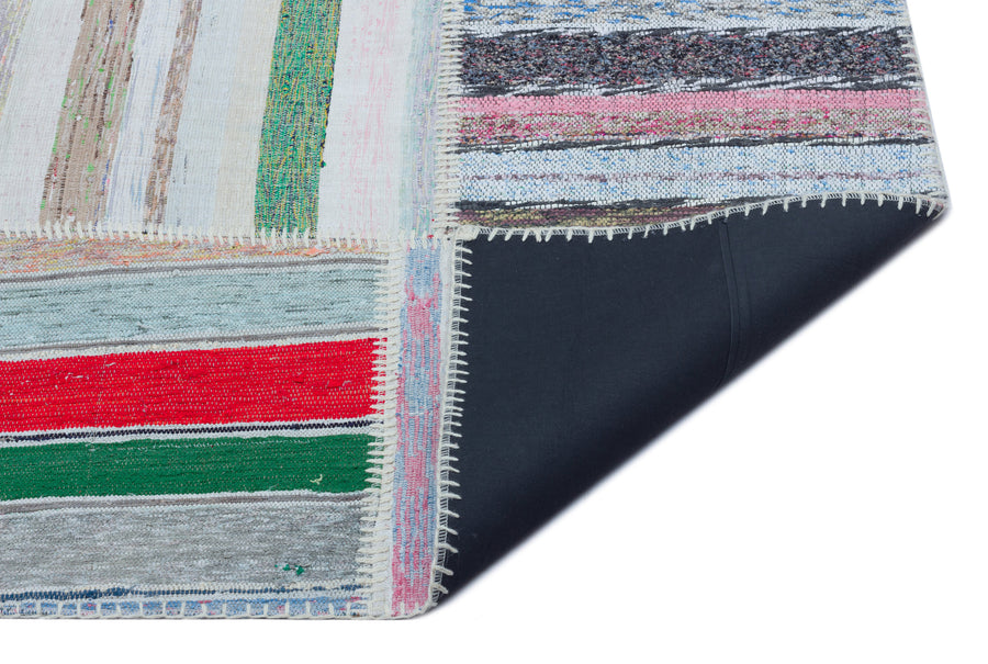 Kenove Çok Renkli ve Beyaz Çizgili El Dokuma Kilim 160x228 cm – detay görünümü
